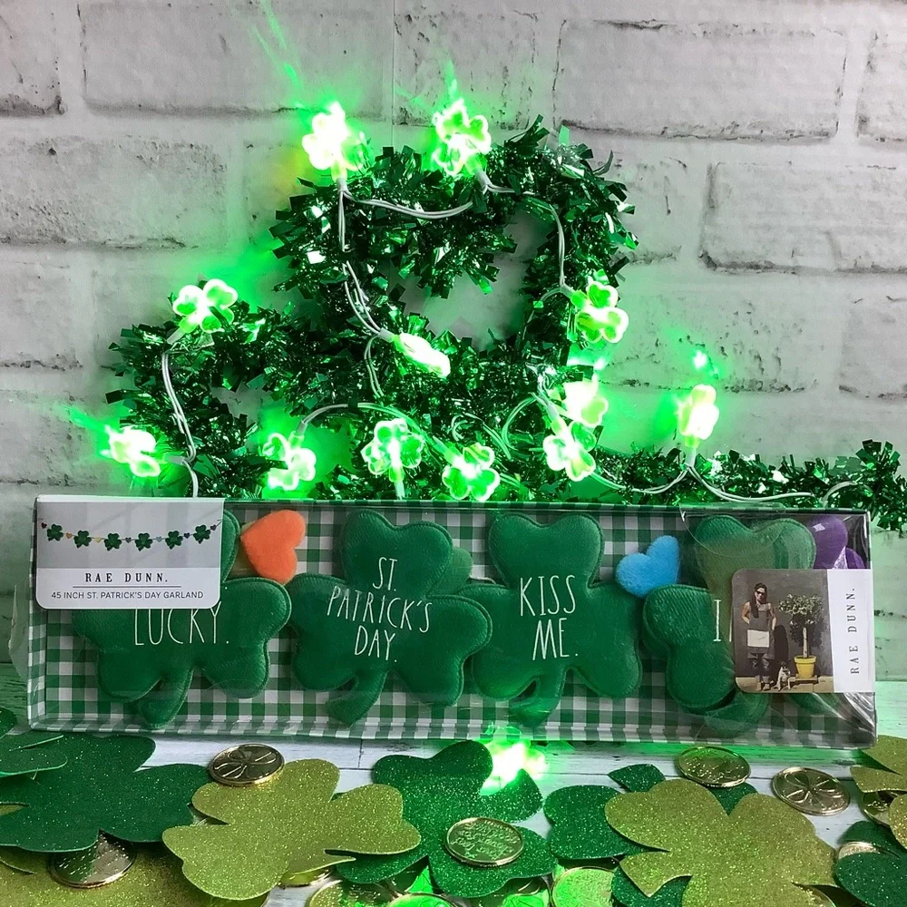 Rae Dunn 45” Plush Shamrock Garland